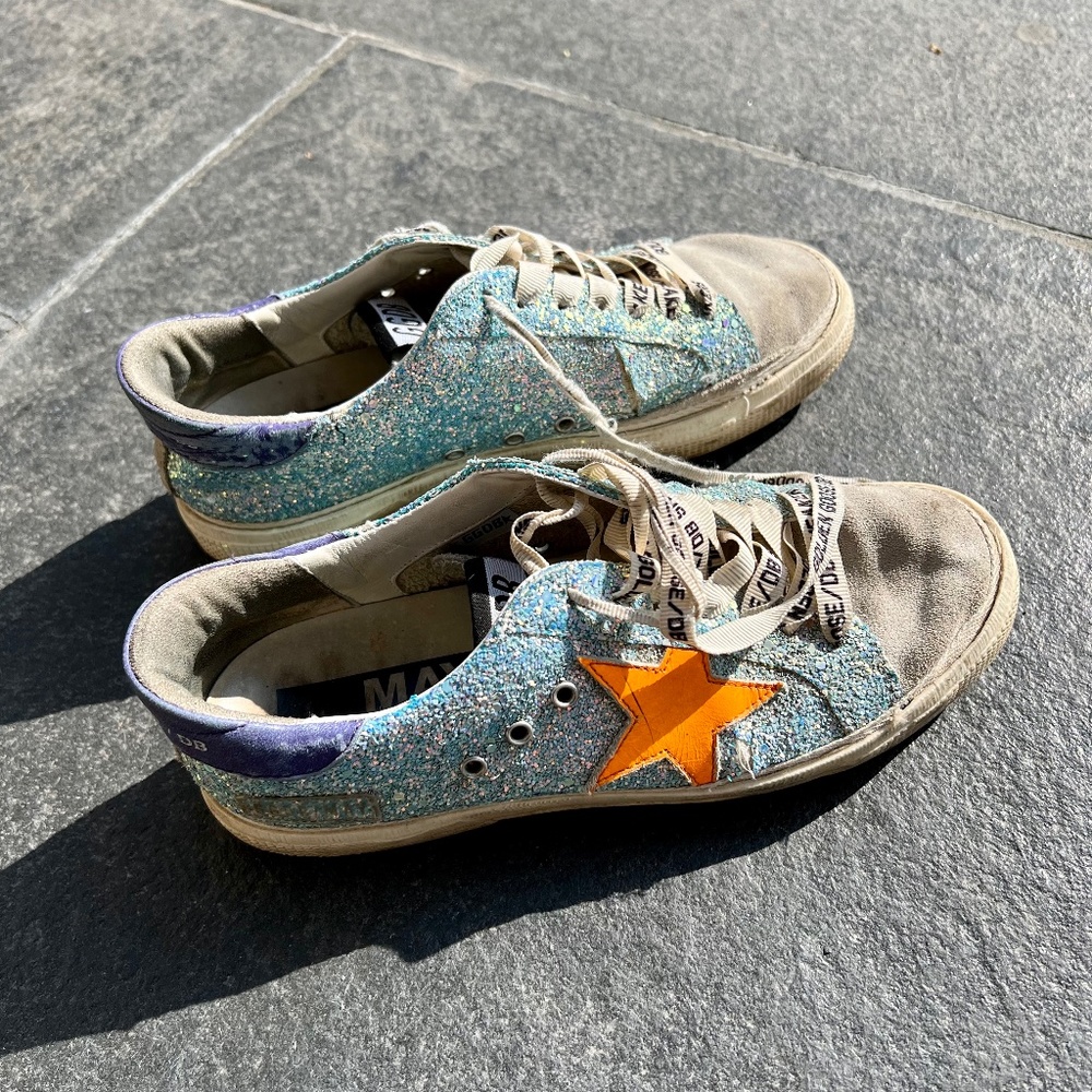 Golden Goose May sparkly baby blue sneakers